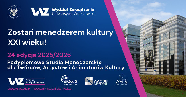 Studia podyplomowe na UW Menedźer Kultury - baner