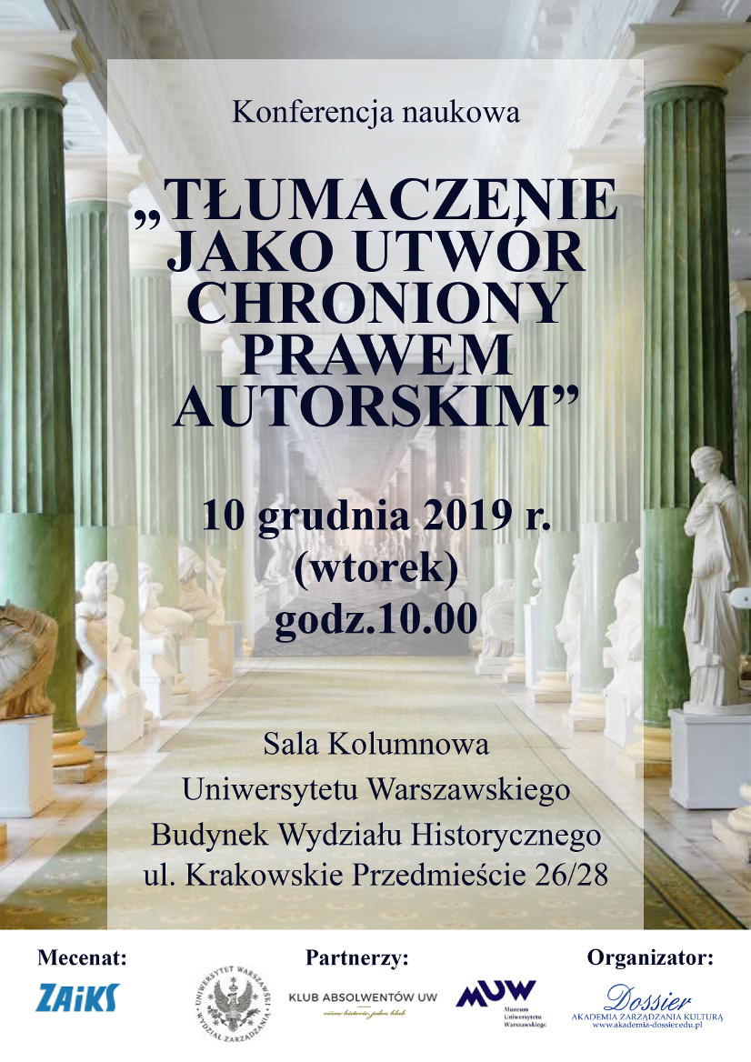 Konferencja o prawach autorskich - Uniwersytet Warszawski 2019
