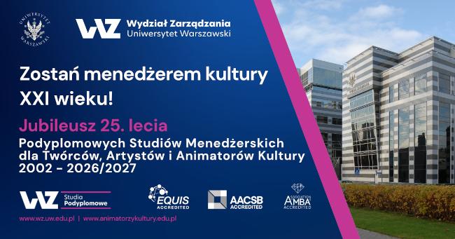 Studia podyplomowe na UW Menedźer Kultury - baner